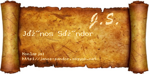 János Sándor névjegykártya